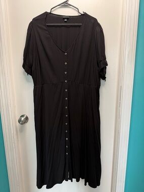 Torrid Black Midi Button-Front Dress